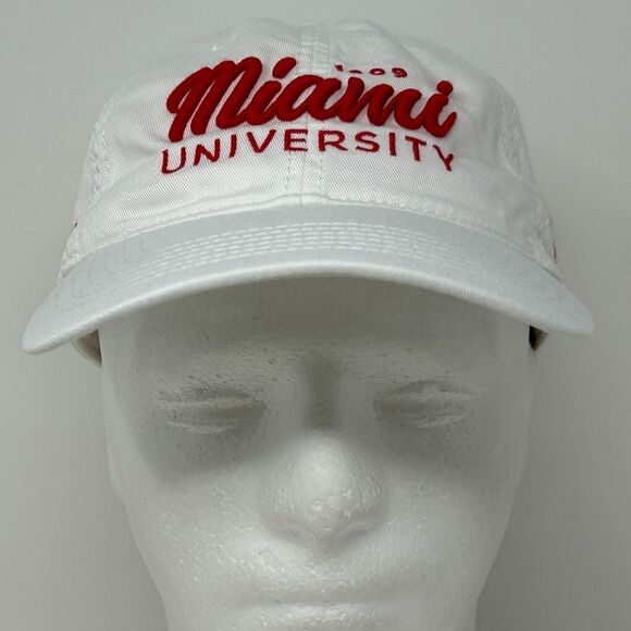 Miami University RedHawks Dad Hat Cap Ohio Love and Honor Strapback White - Picture 2 of 11